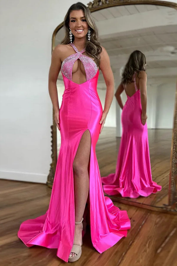 Sparkly Mermaid Silver Long Prom Dress with Beading