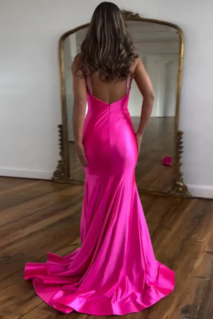 Sparkly Mermaid Silver Long Prom Dress with Beading