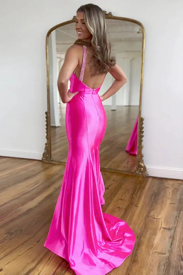 Sparkly Mermaid Silver Long Prom Dress with Beading