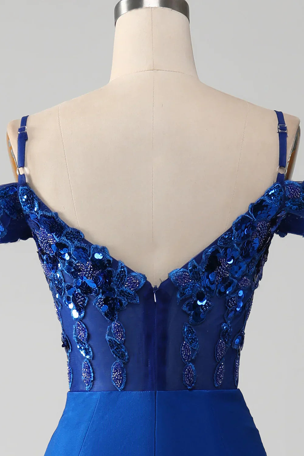 Sparkly Royal Blue Off The Shoulder Mermaid Long Prom Dress