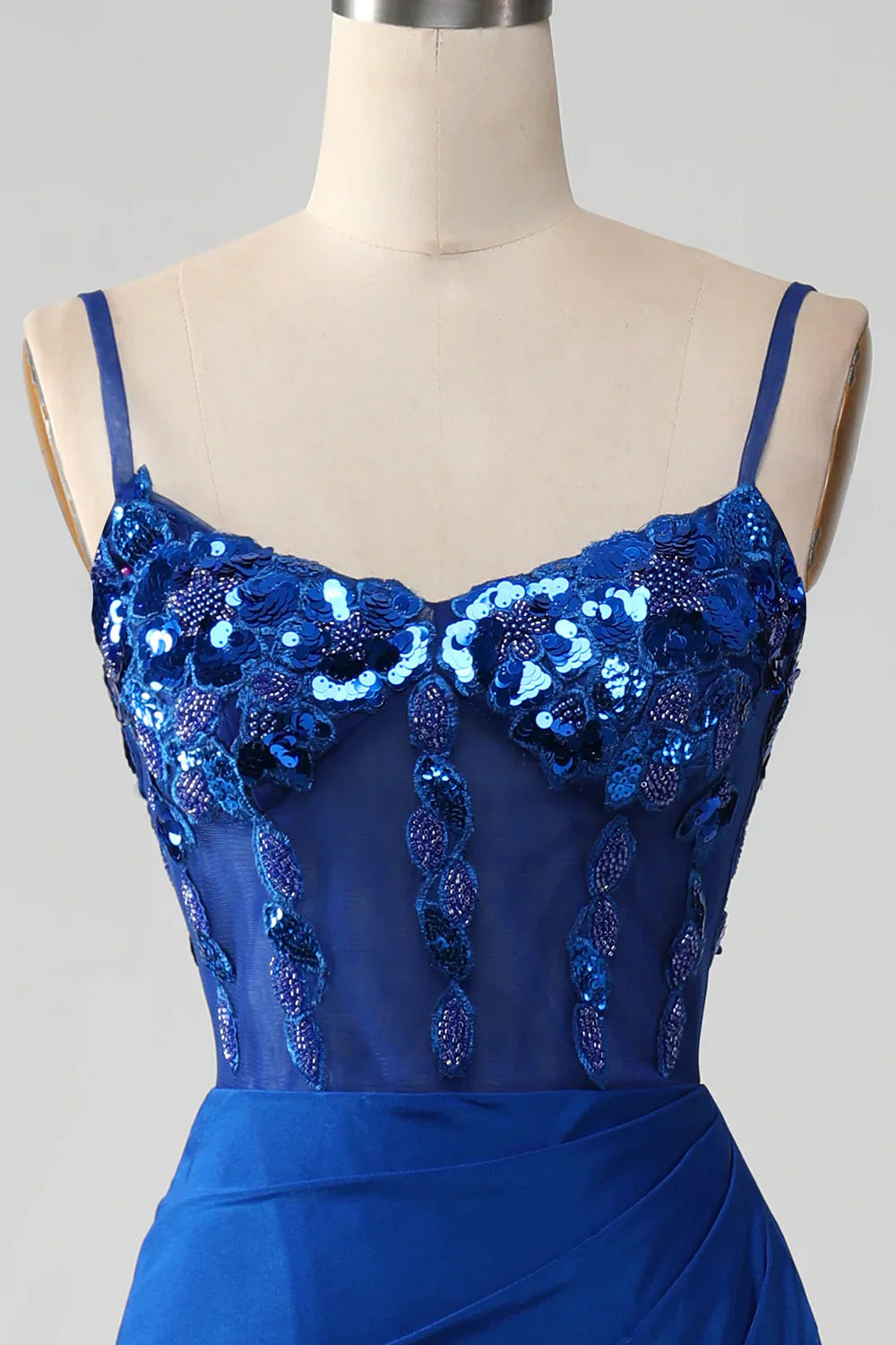 Sparkly Royal Blue Off The Shoulder Mermaid Long Prom Dress