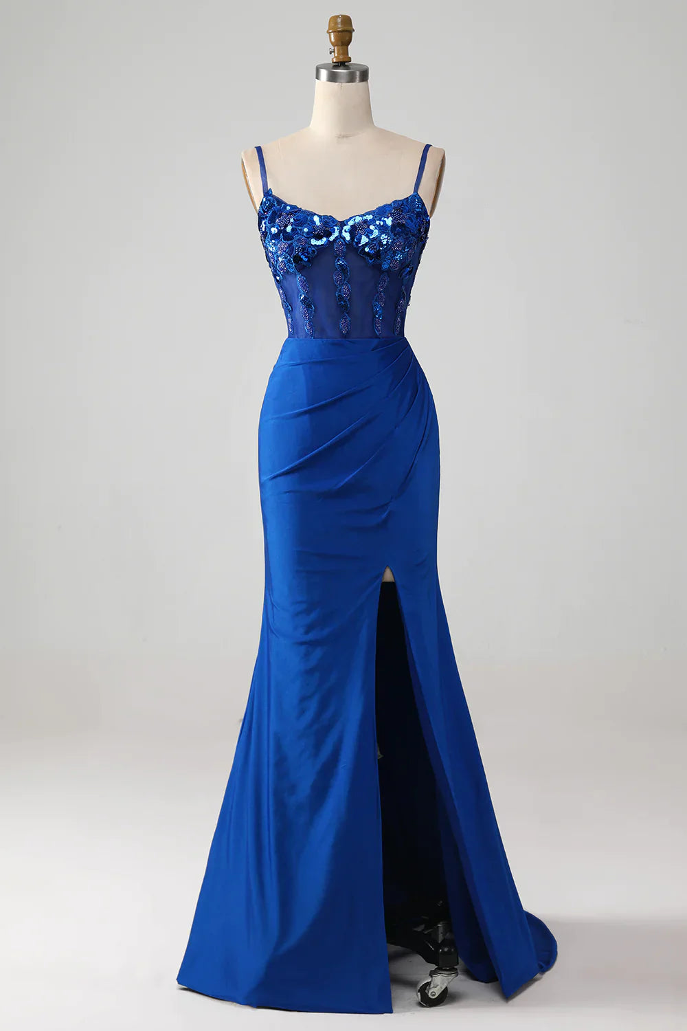 Sparkly Royal Blue Off The Shoulder Mermaid Long Prom Dress