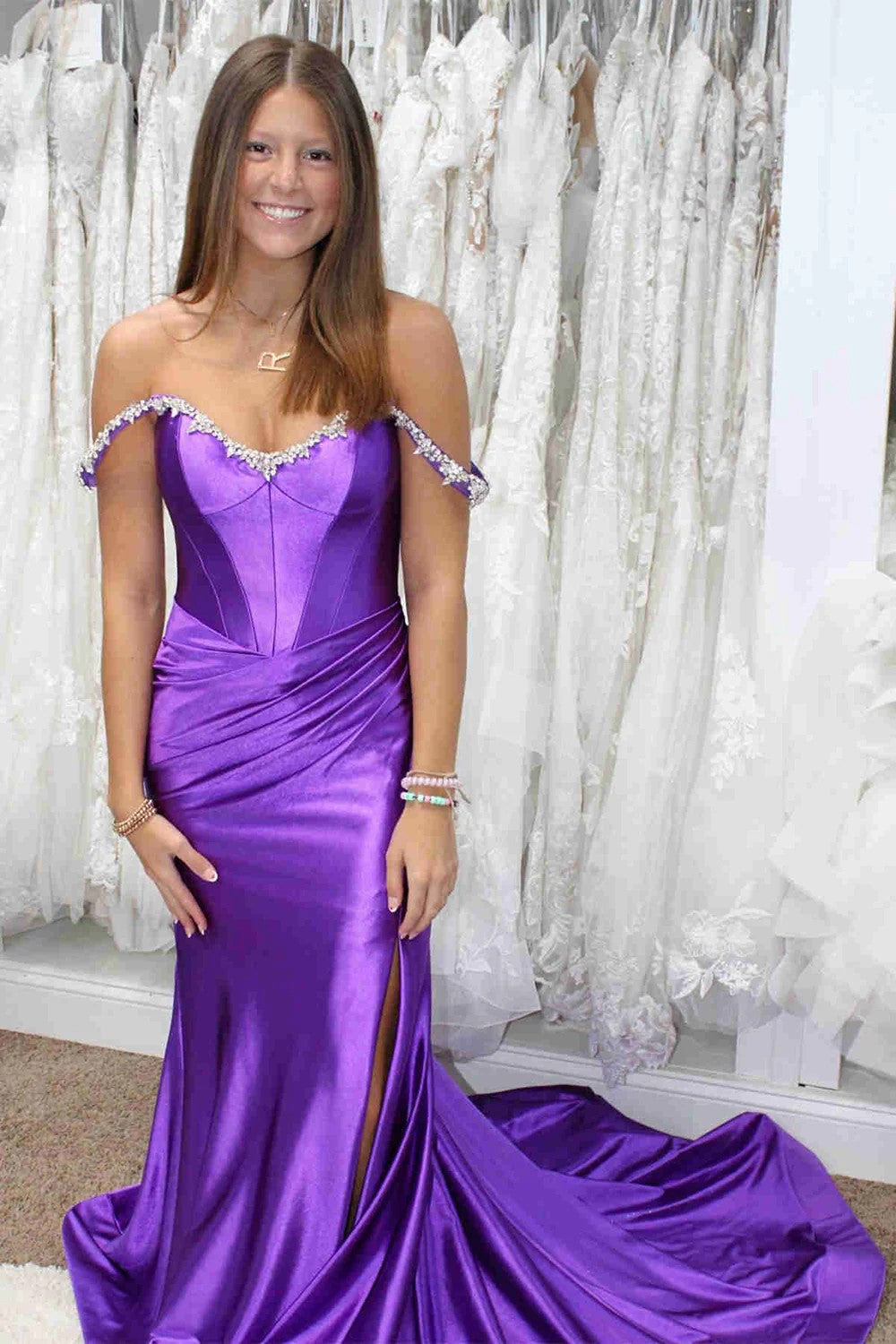 Sparkly Mermaid Fuchsia Off the Shoulder Corset Long Prom Dress