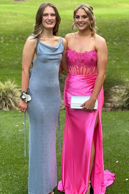 Strapless Appliques Fitted Burgundy Prom Dress Party Dress