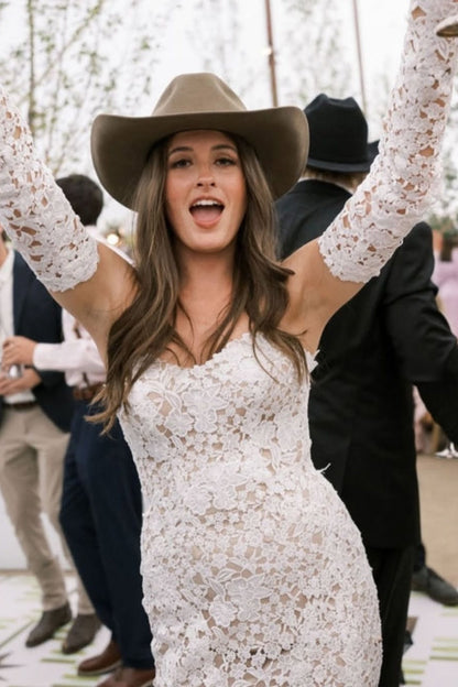 Strapless Beach Wedding Dress Lace Mermaid Bridal Gown