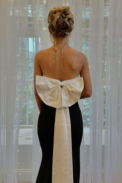 Tube Top Strapless Sleeveless Floor-Length Pleated Satin Two Tone Mermaid Prom Dress