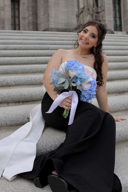 Tube Top Strapless Sleeveless Floor-Length Pleated Satin Two Tone Mermaid Prom Dress