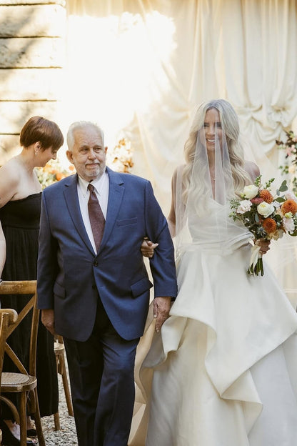 Strapless A Line Wedding Dress Ivory Satin Sleeveless Bridal Gown
