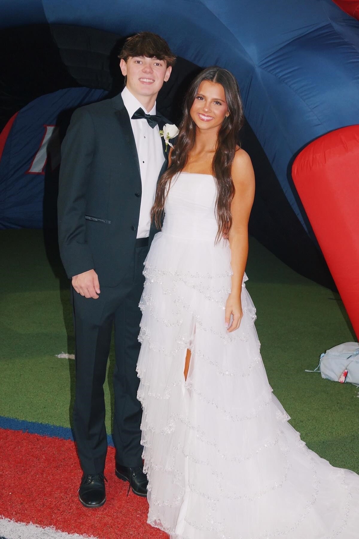 Tube Top Sleeveless Sequined Beaded Tulle Pleated  Tiered A-line Prom Dress with High Slit