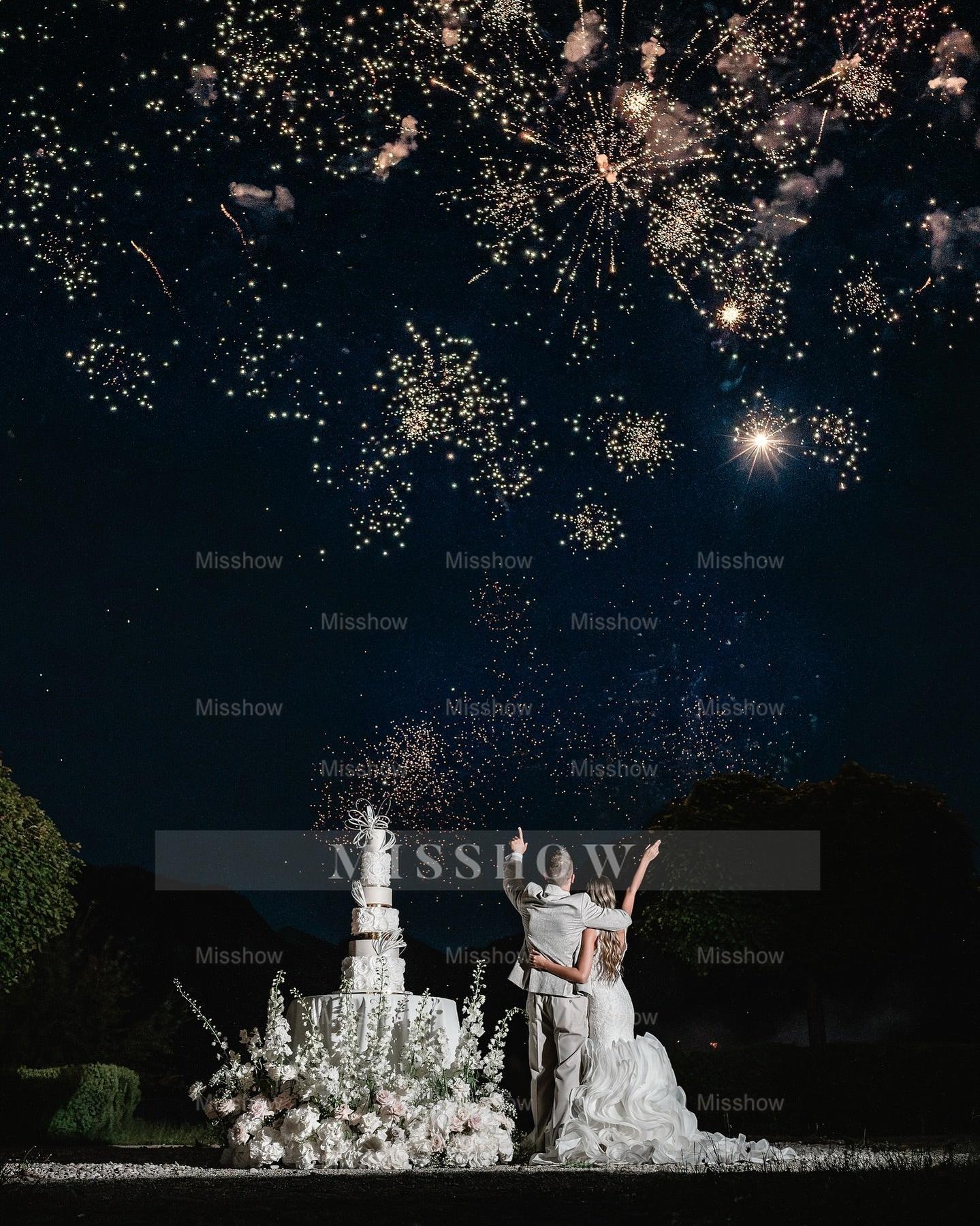 White Mermaid Spaghetti Straps Sleeveless Beaded Lace Wedding Dress