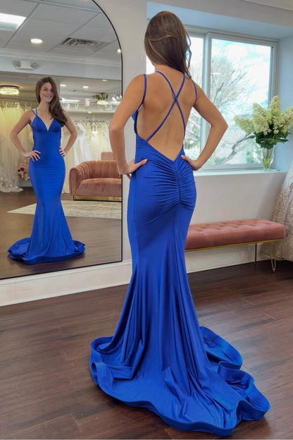 Charming Mermaid Spaghetti Straps Candy Pink Long Prom Dress