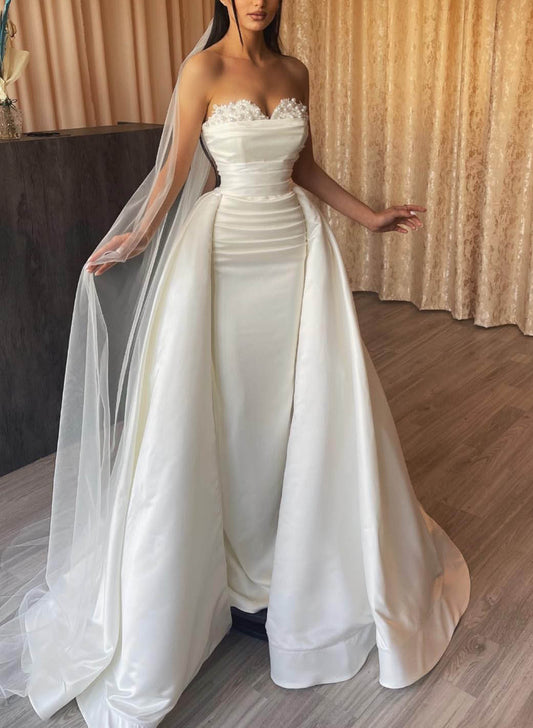 Column Off-the-Shoulder Floor-length Lace Wedding Dress