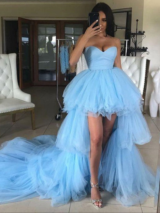 Blue High Low Formal Evening Dress