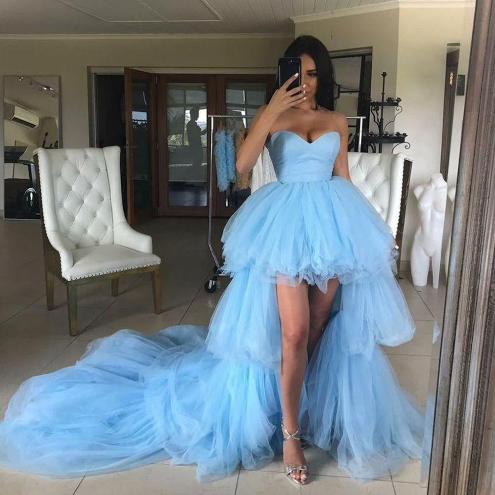 Blue High Low Formal Evening Dress
