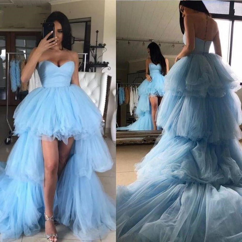 Blue High Low Formal Evening Dress