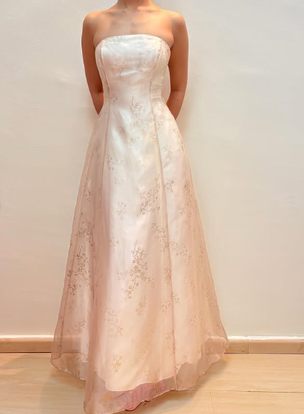 Glitter A Line Strapless Evening Gown
