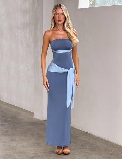 Tube Top Sleeveless Ankle Length Sheath Prom Dress