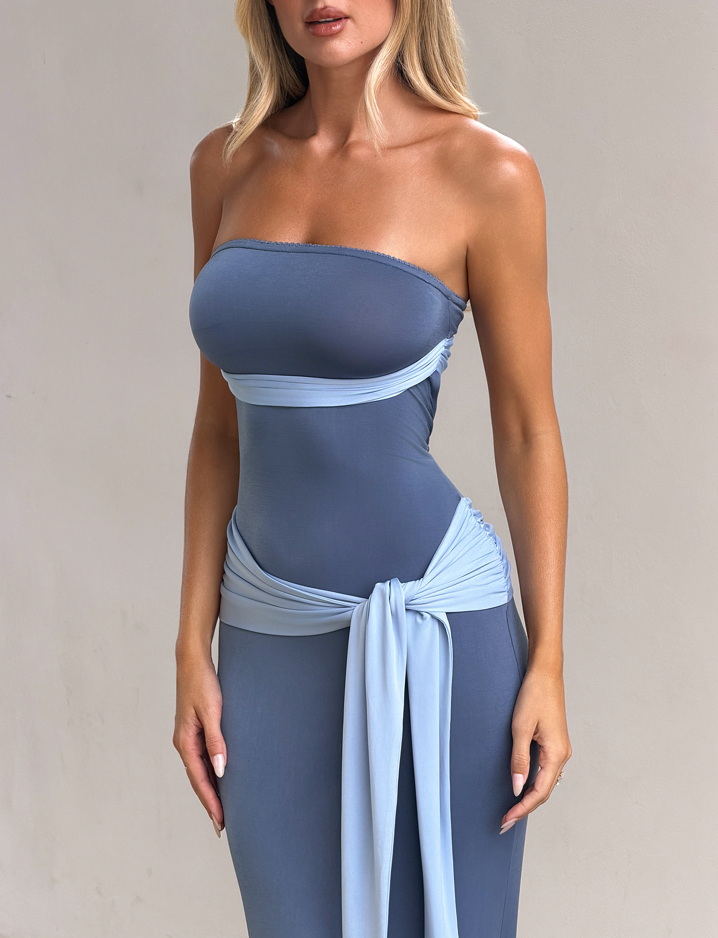 Tube Top Sleeveless Ankle Length Sheath Prom Dress