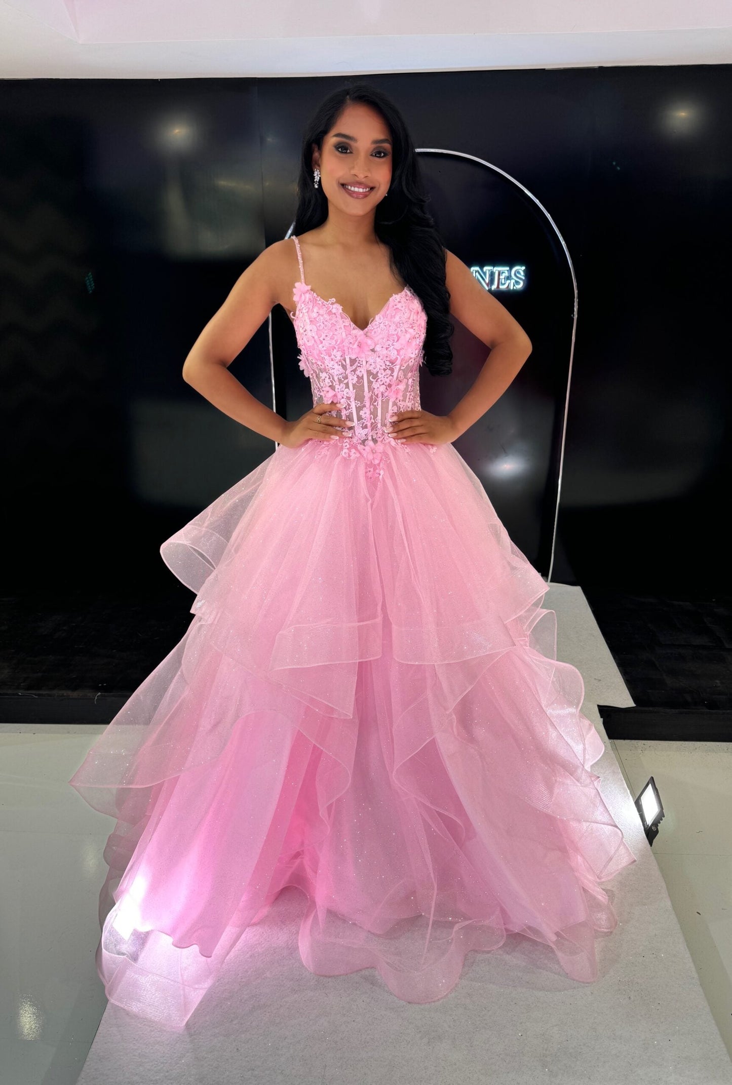 Lilac Spaghetti Straps V-Neck Prom Dress