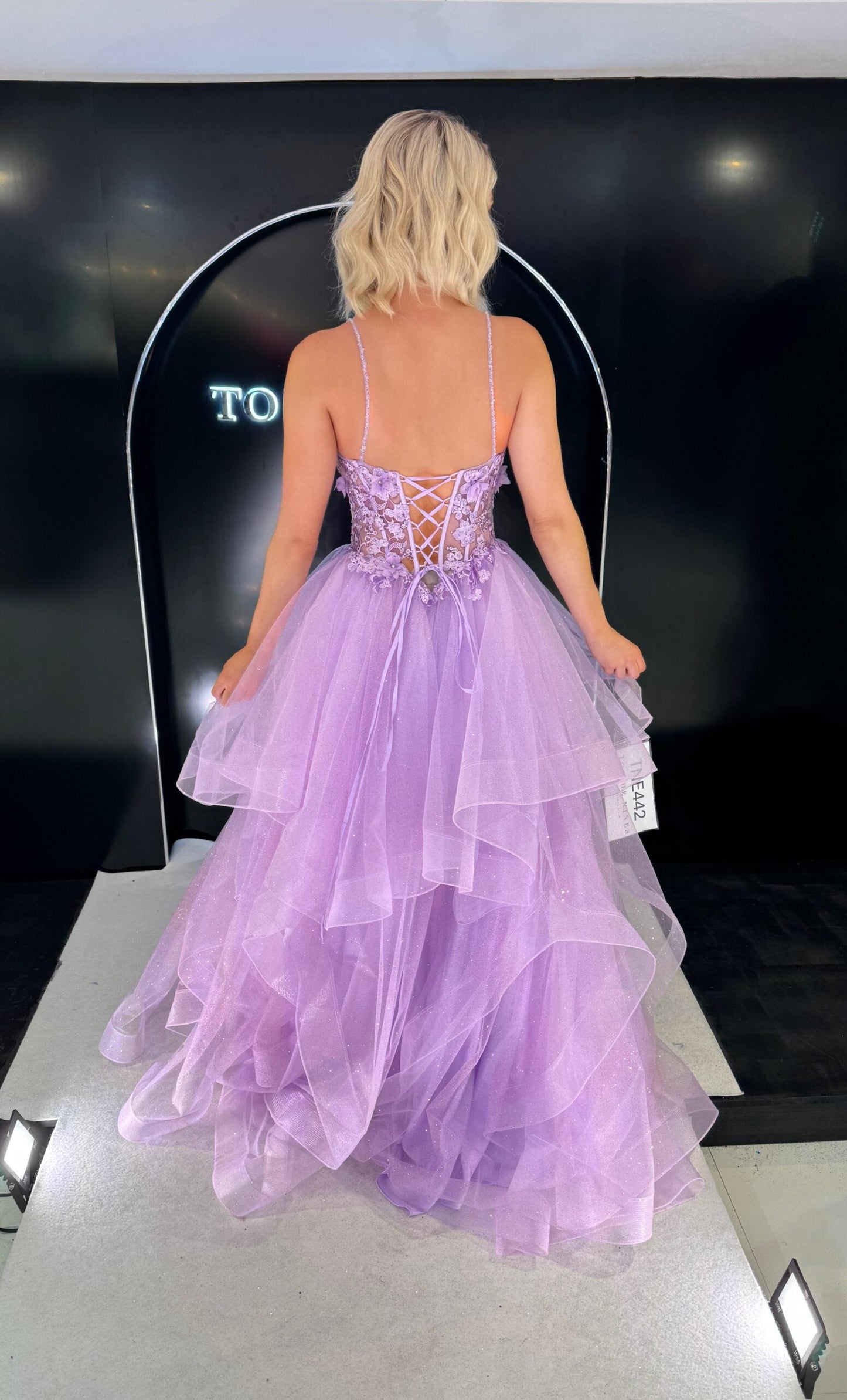 Lilac Spaghetti Straps V-Neck Prom Dress