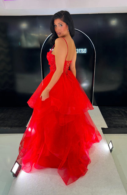 Lilac Spaghetti Straps V-Neck Prom Dress