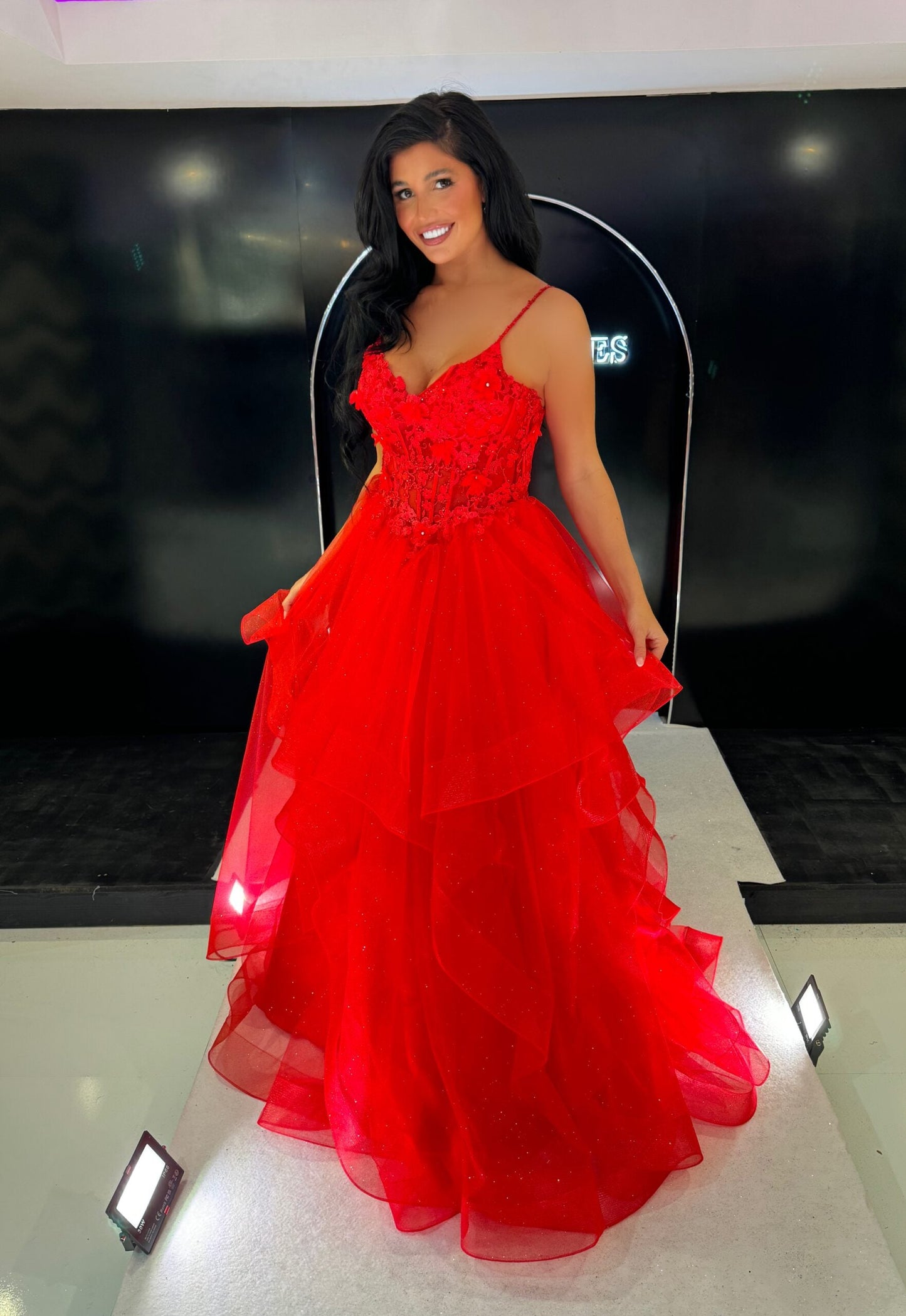 Lilac Spaghetti Straps V-Neck Prom Dress