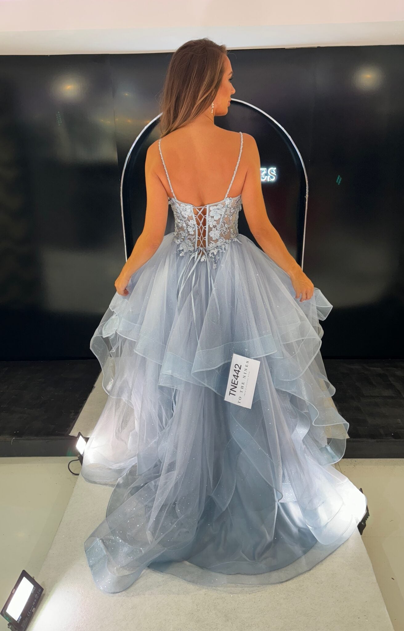 Lilac Spaghetti Straps V-Neck Prom Dress