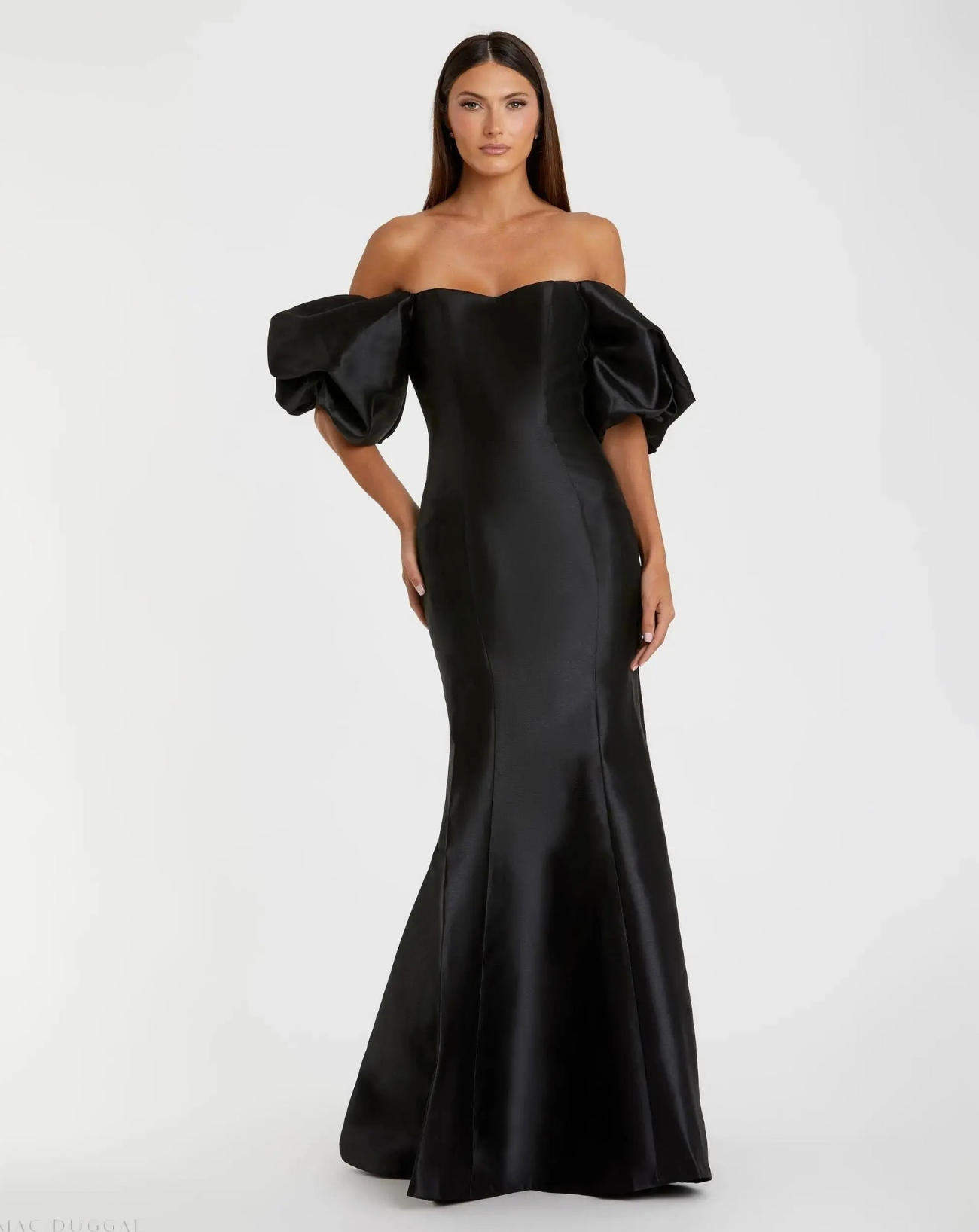 Lavender Off-Shoulder Mermaid Gown with Puff Sleeves