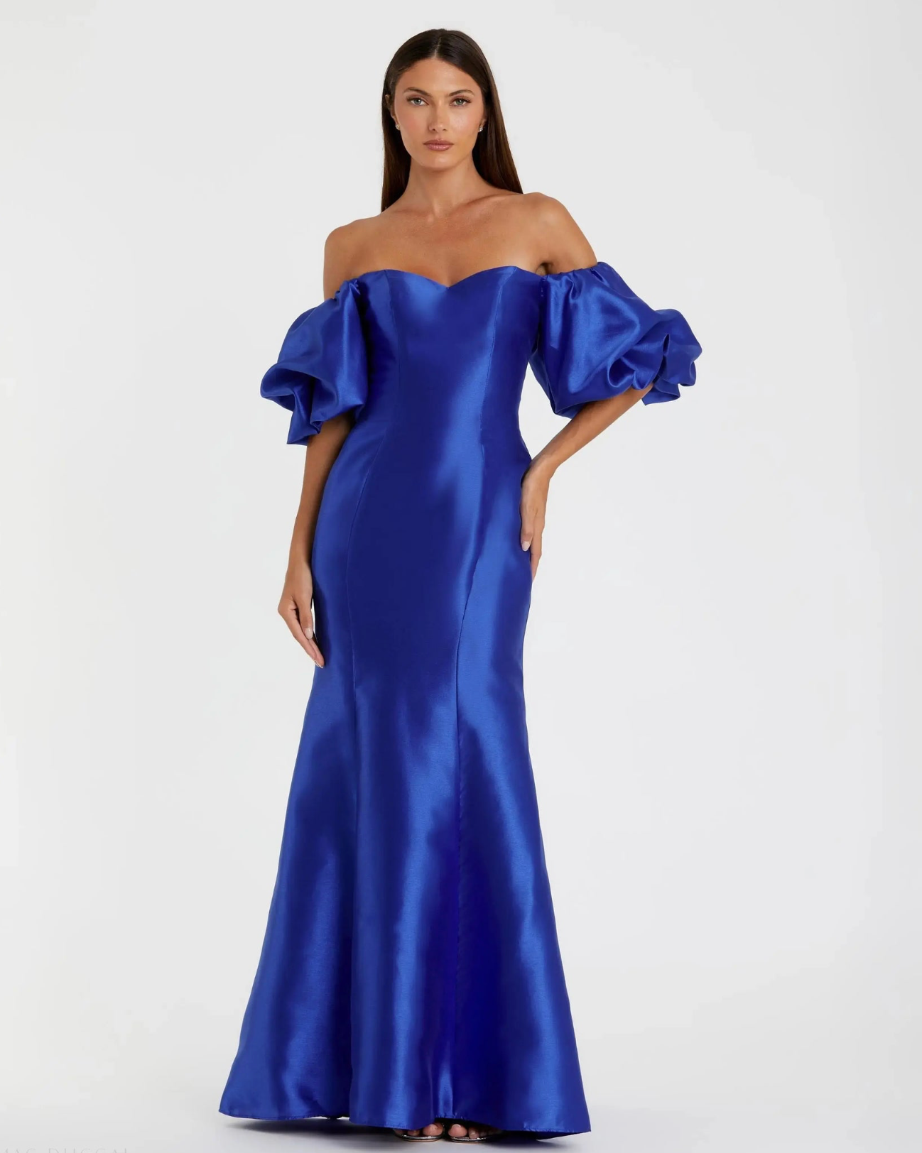 Lavender Off-Shoulder Mermaid Gown with Puff Sleeves