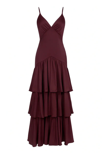 Trendy A Line Spaghetti Straps Burgundy Long Prom Dress