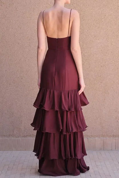 Trendy A Line Spaghetti Straps Burgundy Long Prom Dress