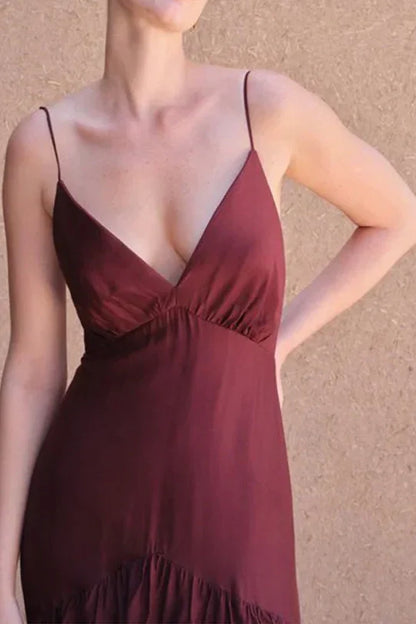 Trendy A Line Spaghetti Straps Burgundy Long Prom Dress