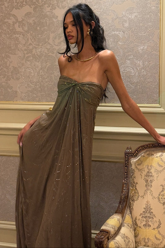 Trendy A Line Sweetheart Dark Green Long Party Dress with Beading