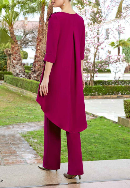 Long-Sleeves V-Neck Beaded Mother of the Bride Dress