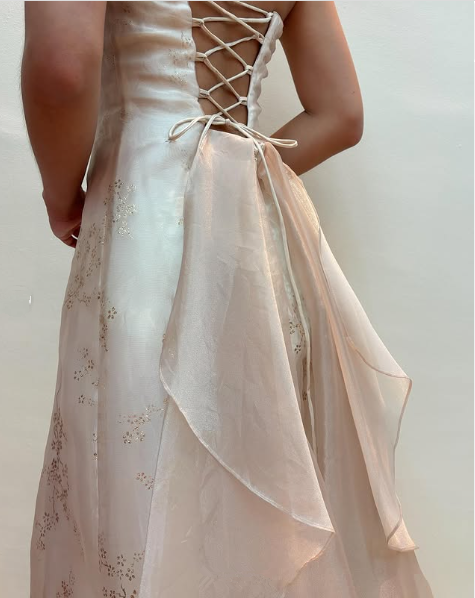 Glitter A Line Strapless Evening Gown