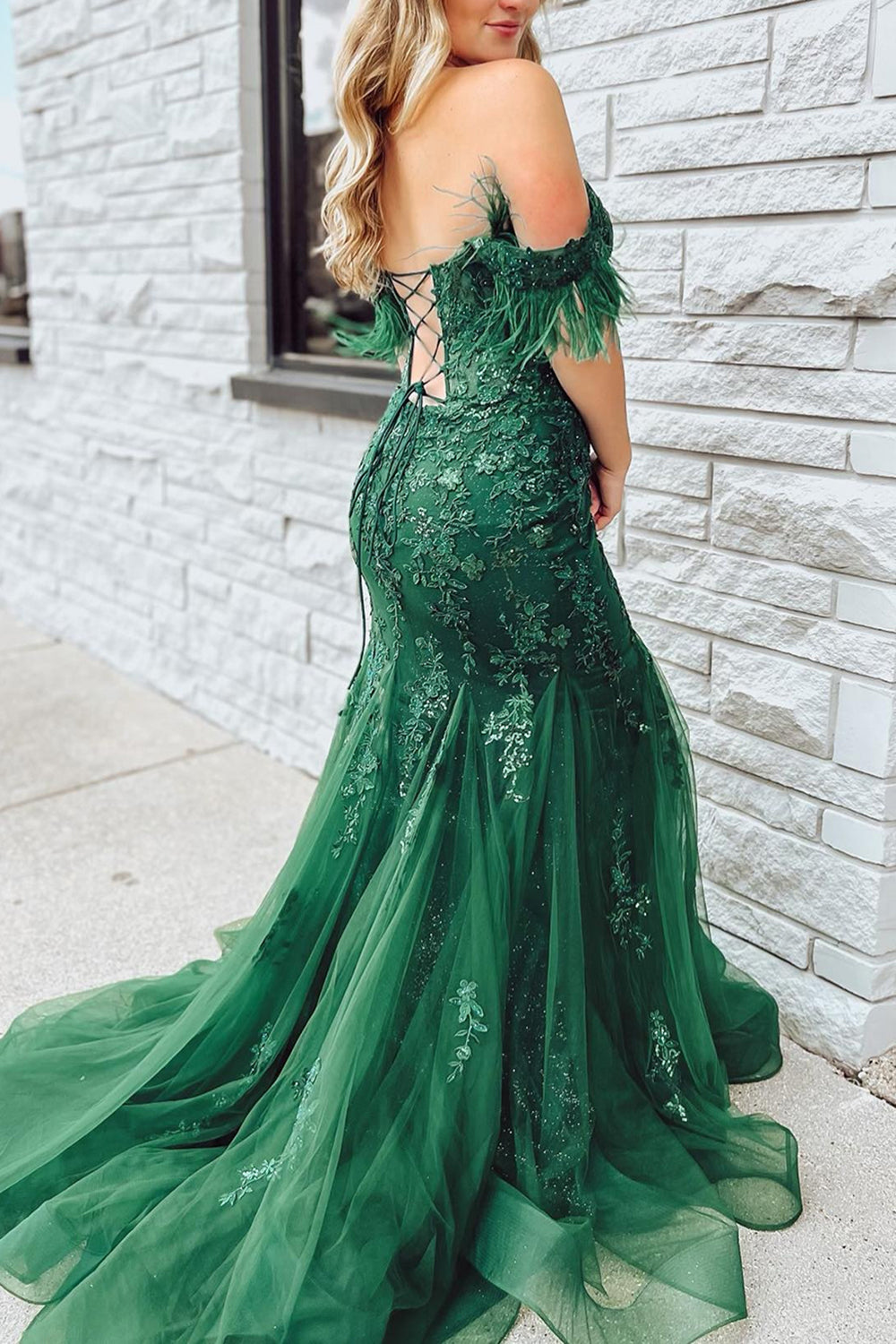 Dark Green Mermaid Off The Shoulder Long Prom Dress