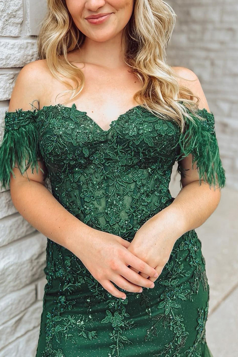 Dark Green Mermaid Off The Shoulder Long Prom Dress