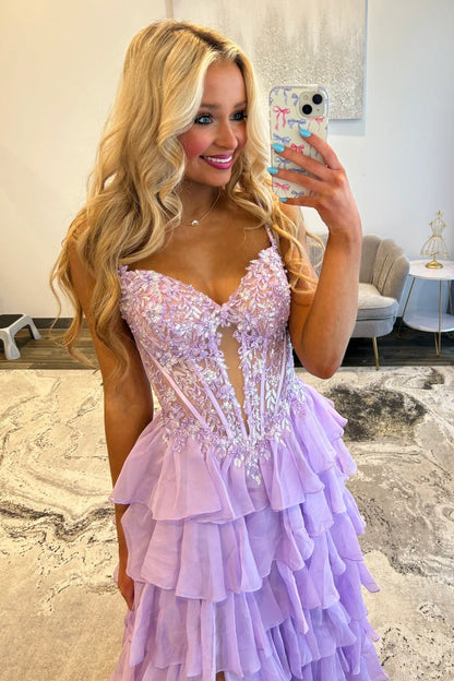 Off Shoulder A Line Corset Lace Appliqued Prom Dresses