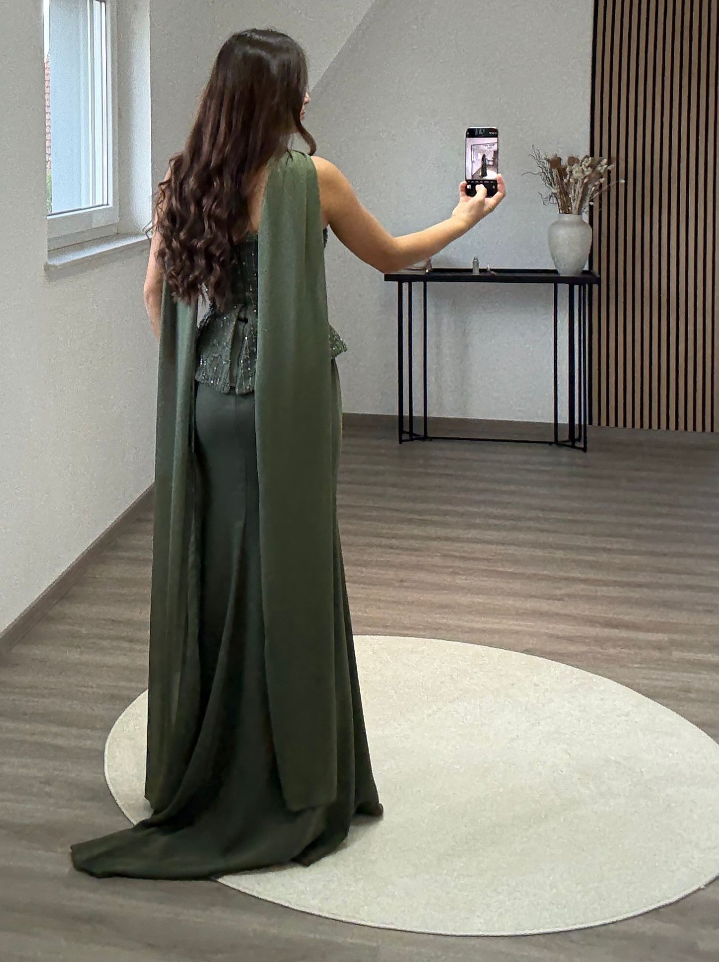 Sparkly Dark Green Corset Satin Mermaid Long Evening Dress