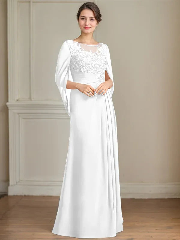 A-Line Scoop Floor-Length Mother of the Bride Dress