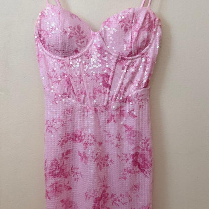 Floral Corset Mini Dress with Spaghetti Straps