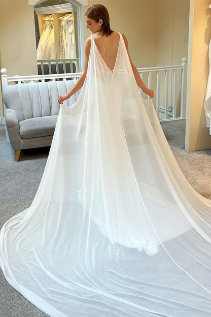 Exquisite Straps Satin V-Neck Mermaid Wedding Dress