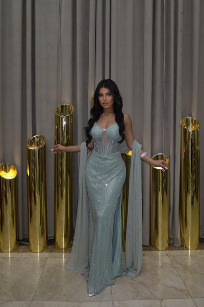 Chic Sweetheart Spaghetti-Strap Sleeveless Mermaid Prom Dress