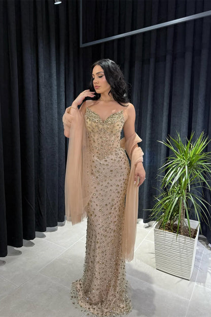 Timeless Strapless Sleeveless V-Neck Prom Dress