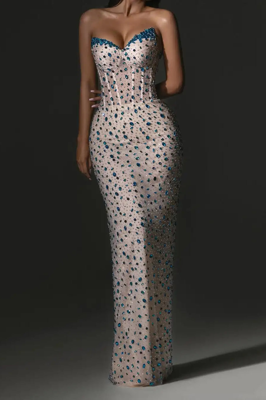 Dazzling Sweetheart Strapless Sleeveless Mermaid Prom Dress