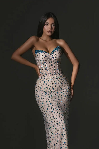 Dazzling Sweetheart Strapless Sleeveless Mermaid Prom Dress