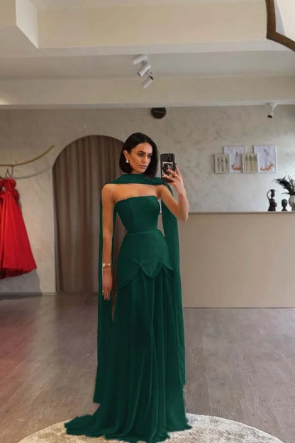 Ivory Strapless Pearls Spliced Prom Dress ZT0685