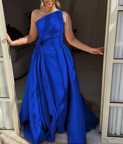 A-Line Rhinestone Sleeveless Evening Dress
