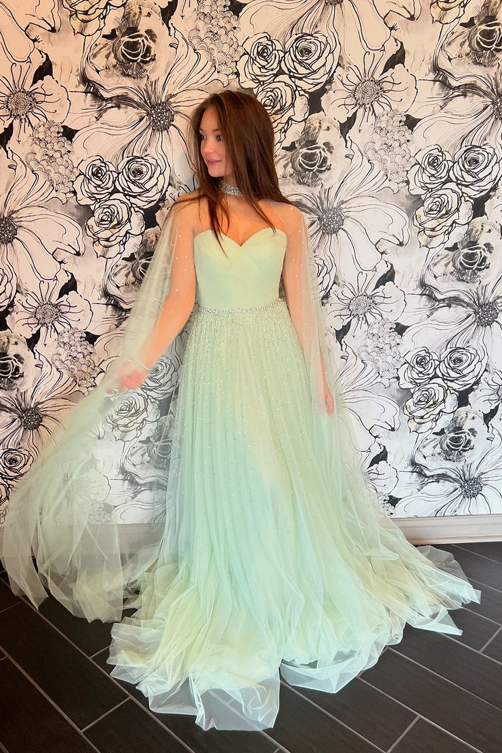 Cute A Line Sweetheart Light Green Tulle Prom Dress