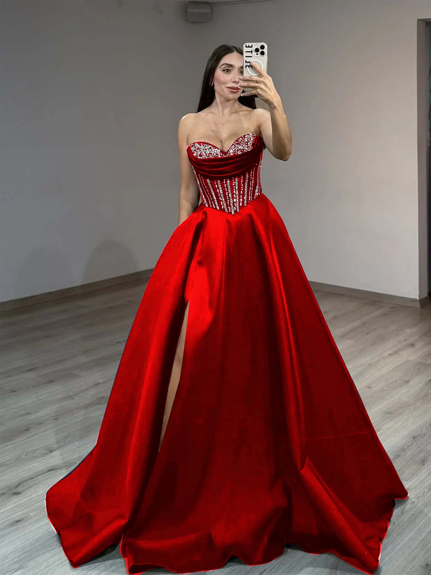 Sweetheart Sleeveless Long Pleated A-Line Prom Dress